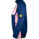 SAFEGUARD SG-FC-MBPI-FL-L40-W-XS. ESD fleece jacket with long zip, women, navy blue/pink, XS