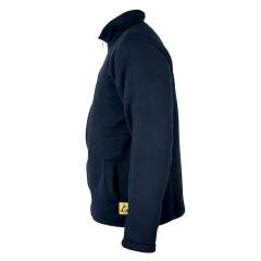 SAFEGUARD SG-FC-MBLB-FL-L40-UNI-XS. ESD Fleecejacke mit langem Zip, unisex, marineblau/lichtblau, XS
