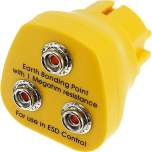 Safeguard SG-ES-3X10DK-GE. ESD earthing plug, 3x10 mm push button, yellow