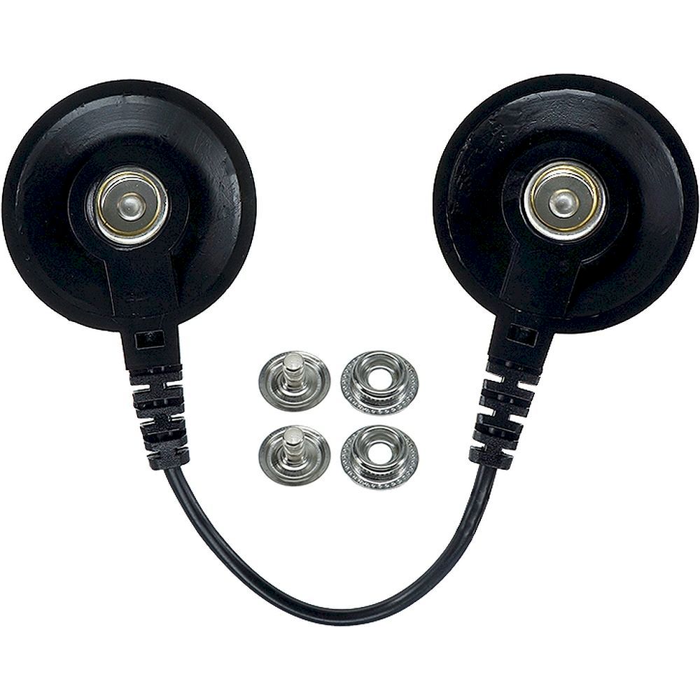 earthing cable, 2x 10 mm push button female, L = 0,15 m