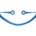 Safeguard SG-SK-7/10DK-HB-2400MM-2MOHM. ESD spiral cable, 2 MOhm, light blue, 2.4 m, 7/10 mm push button