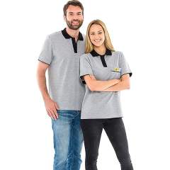 Safeguard SG-PS-HGSCH-210-K30-PRO Plus-S. ESD polo shirt 210g/m2 light grey/black, S