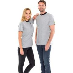 Safeguard SG-TS-HGSCH-150-K10-XS. ESD T-Shirt ro with neck light grey/black, 150g/m2, XS