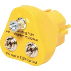 ESD Erdungsstecker, 2x10 mm Druckknopf, gelb