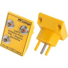 Safeguard SG-ES-3X10DK-GE-CH. ESD earthing plug for Switzerland, 3x10 mm push button, yellow