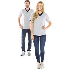 Safeguard SG-TS-HGSCH-150-K20-S. ESD-Shirt V-neck light grey/black, 150g/m2, S