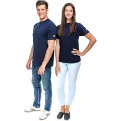 Safeguard SG-TS-MB-150-K10-M. ESD T-Shirt ro with neck navy blue, 150g/m2, M