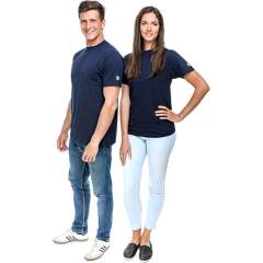 Safeguard SG-TS-MB-150-K10-XS. ESD T-Shirt ro with neck navy blue, 150g/m2, XS