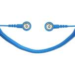 Safeguard SG-SK-10/10DK-HB-1800MM-1MOHM. ESD spiral cable, 1 Mohm, light blue, 1,8 m, 10/10 mm push button