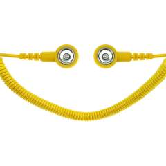 Safeguard SG-SK-10/10DK-GE-1800MM-1MOHM. ESD spiral cable, 1 Mohm, yellow, 1,8 m, 10/10 mm push button