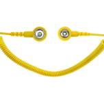 Safeguard SG-SK-3/10DK-GE-2400MM-1MOHM. ESD spiral cable, 1 Mohm, yellow, 2,4 m, 3/10 mm push button