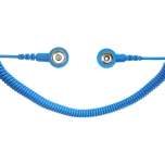 Safeguard SG-SK-3/10DK-HB-3600MM-1MOHM. ESD spiral cable, 1 Mohm, light blue, 3,6 m, 3/10 mm snap fastener