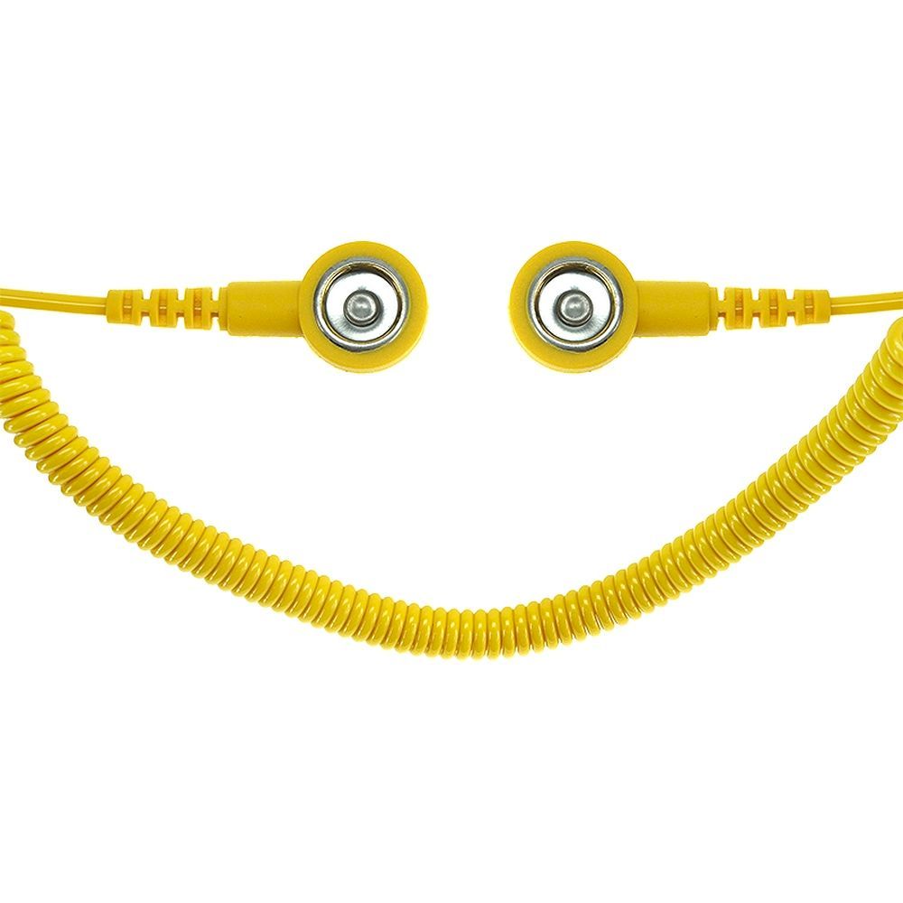 Safeguard SG-SK-10/10DK-GE-3600MM-1MOHM. ESD spiral cable, 1 Mohm, yellow, 3,6 m, 10/10 mm push button