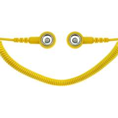 Safeguard SG-SK-10/10DK-GE-1800MM-2MOHM. ESD spiral cable, 2 MOhm, yellow, 1.8 m, 10/10 mm push button