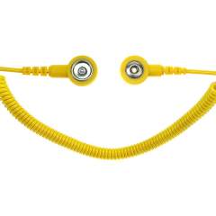 Safeguard SG-SK-3/10DK-GE-2400MM-2MOHM. ESD spiral cable, 2 MOhm, yellow, 2,4 m, 3/10 mm push button