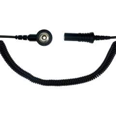 Safeguard SG-SK-3DK-BA-SCH-2400MM-1MOHM. ESD spiral cable, 1 Mohm, black, 2,4 m, 3 mm snap fastener, banana plug socket