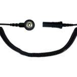 Safeguard SG-SK-3DK-BA-SCH-3600MM-1MOHM. ESD spiral cable, 1 Mohm, black, 3.6 m, 3 mm snap fastener, banana plug socket
