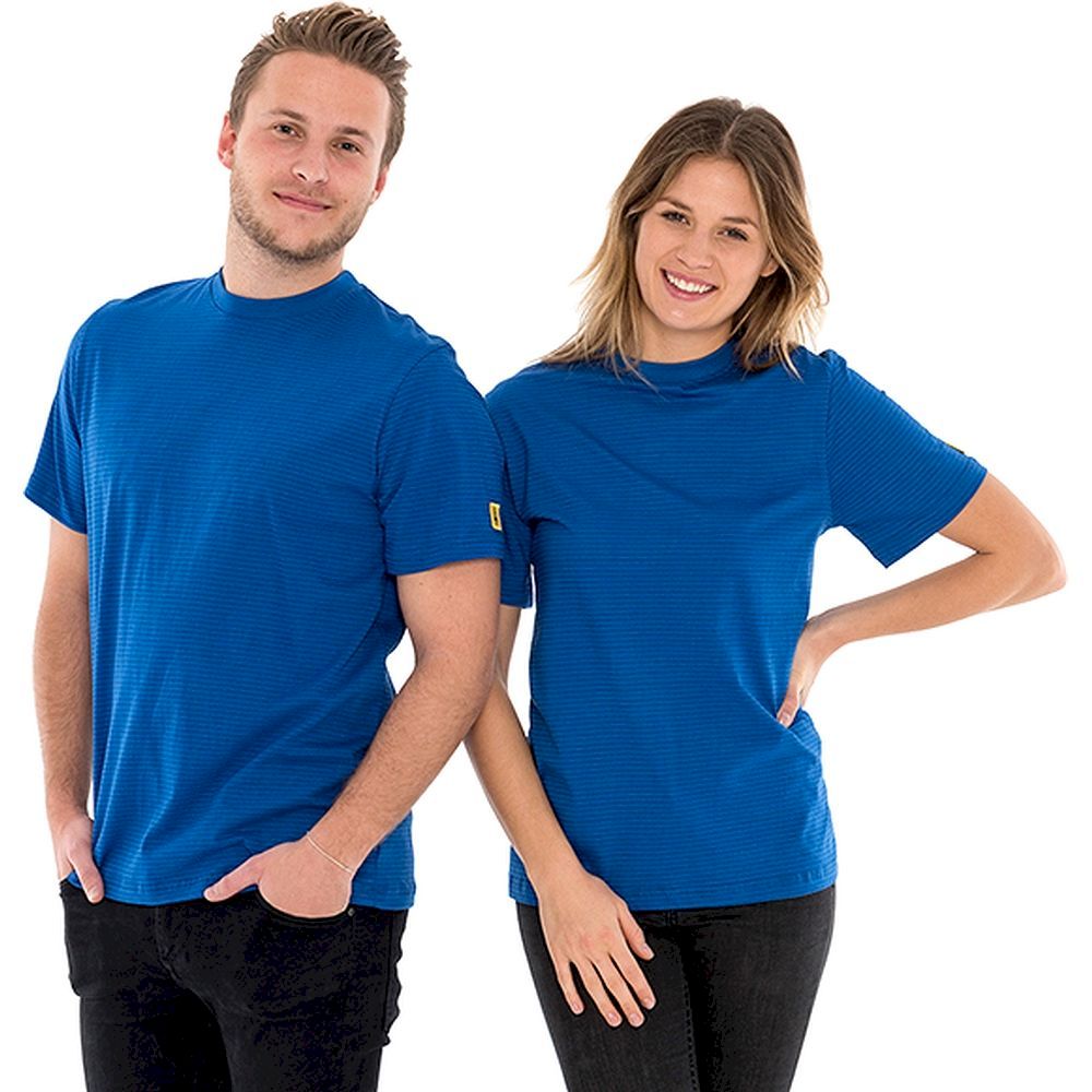 Safeguard SG-TS-RB-150-K10-XL. ESD T-Shirt ro with neck royal blue, 150g/m2, XL