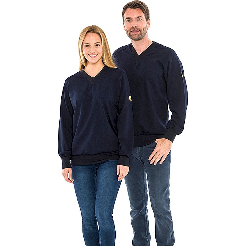 Safeguard SG-SS-MB-280-L20-XS. ESD-Sweatshirt V-Ausschnitt marineblau, 280g/m², XS