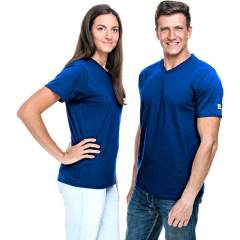 Safeguard SG-TS-RB-150-K20-S. ESD T-Shirt V-neck royal blue, 150g/m2, S