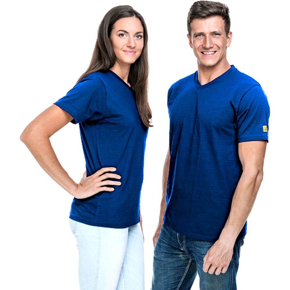 Safeguard SG-TS-RB-150-K20-3XL. ESD T-Shirt V-neck royal blue, 150g/m2, 3XL