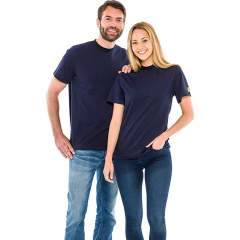 Safeguard SG-TS-NBSCH-150-K10-M. ESD T-Shirt ro with neck navy blue/black, 150g/m2, M