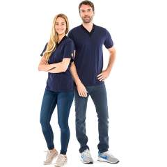 Safeguard SG-TS-NBSCH-150-K20-XS. ESD-Shirt V-neck navy blue/black, 150g/m2, XS