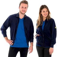 Safeguard SG-SJ-MB-260-L40-M. ESD sweat jacket with zip, navy blue 260g/m2, M
