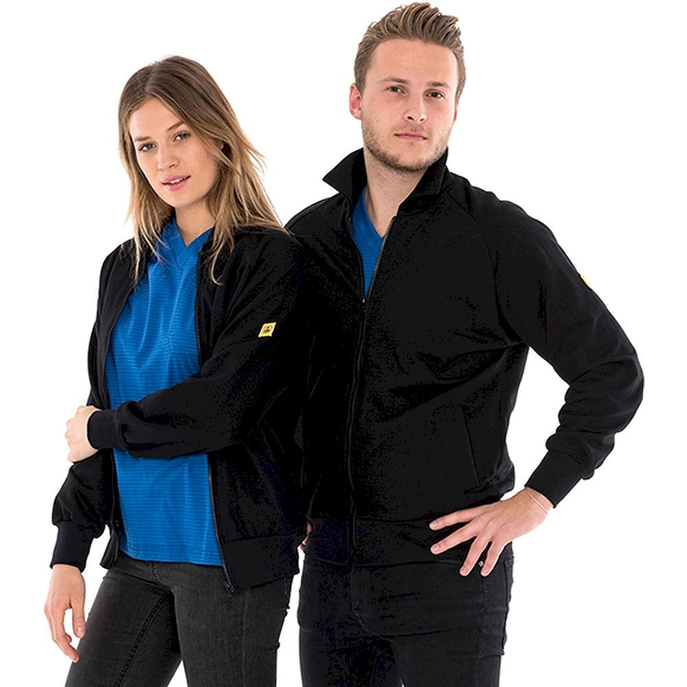 Safeguard SG-SJ-SCH-260-L40-L. ESD Sweatjacke mit Zip, schwarz 260g/m², L