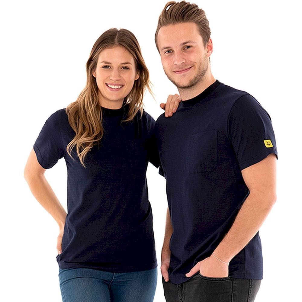 Safeguard SG-TS-MB-150-K10-TASCHE-XXL. ESD-T-Shirt rundhals blau, Brusttasche, 150g/m², 2XL