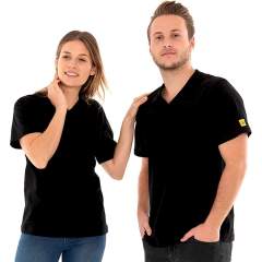 Safeguard SG-TS-SCH-150-K20-TASCHE-M. ESD T-Shirt V-neck black, breast pocket, 150g/m2, M