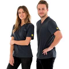 Safeguard SG-TS-GR-150-K20-XL. ESD T-Shirt V-neck grey, breast pocket, 150g/m2, XL