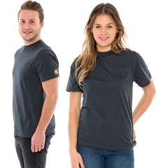 Safeguard SG-TS-GR-150-K10-4XL. ESD T-Shirt ro with neck grey, breast pocket, 150g/m2, 4XL