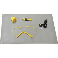 Safeguard SG-TMS-GR-GL-S PRO-2DK-600X600X2. ESD table mat set S Pro, 600x600 mm, 5-piece, 2x 10mm push button