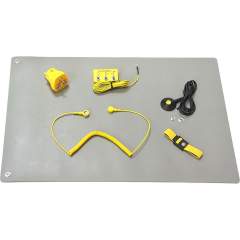 Safeguard SG-TMS-GR-GL-M PRO Plus-2DK-900X600X2. ESD table mat set M Pro Plus, 600x900 mm, 6 pieces, 2x 10mm push button