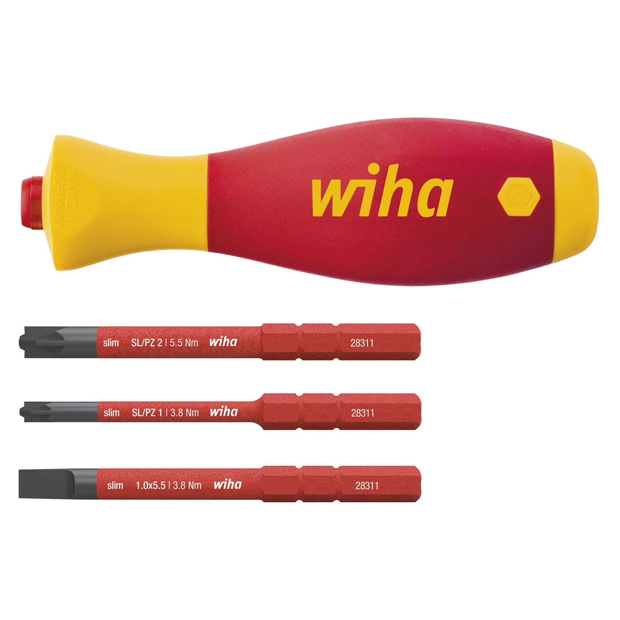 Schraubendreher-Set SoftFinish slimVario electric 4-tlg. mit slimBits auf SB-Karte - Wiha 43449