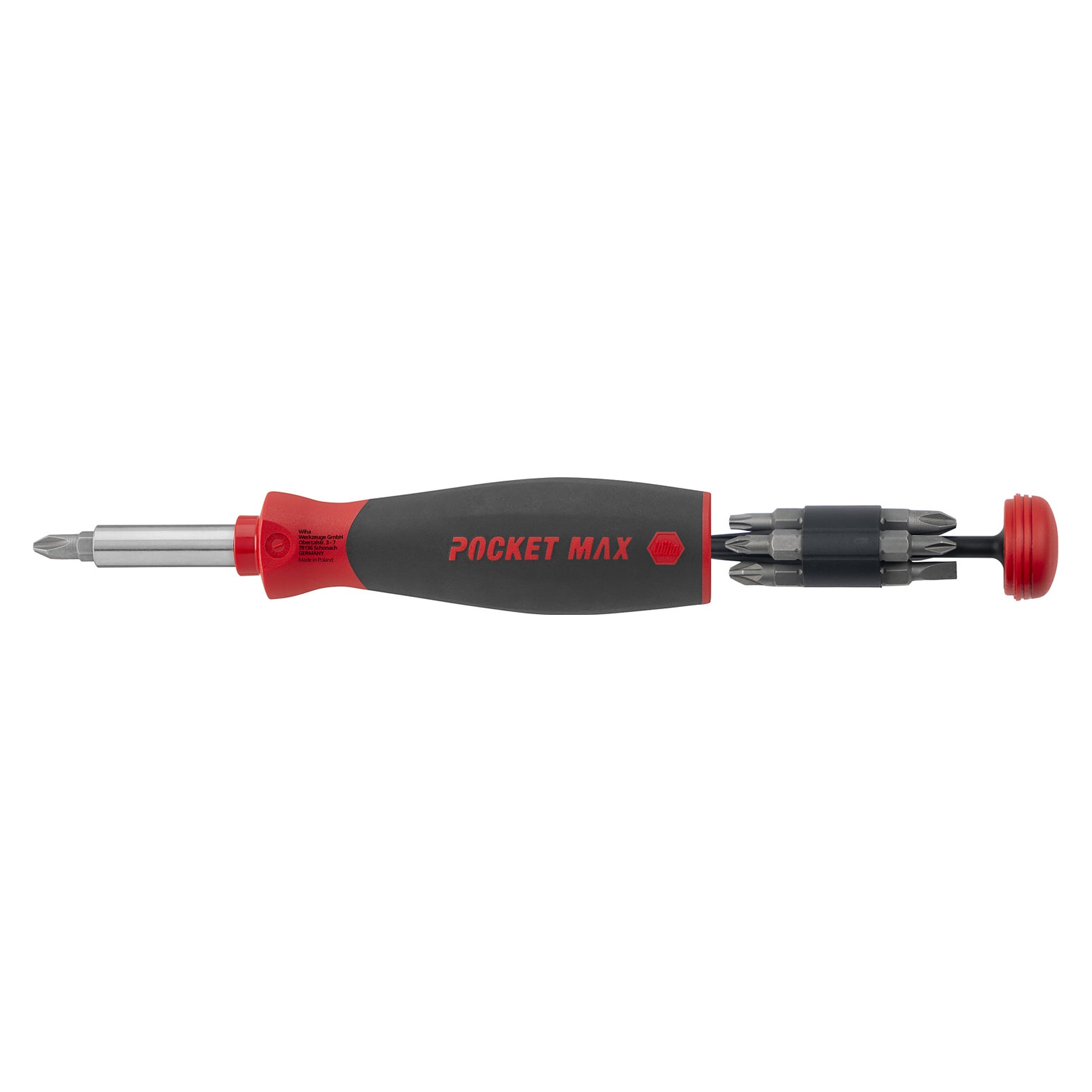 Schraubendreher mit Bit-Magazin PocketMax magnetisch, 8 Bits 1/4" C6,3, gemischt - Wiha 45292