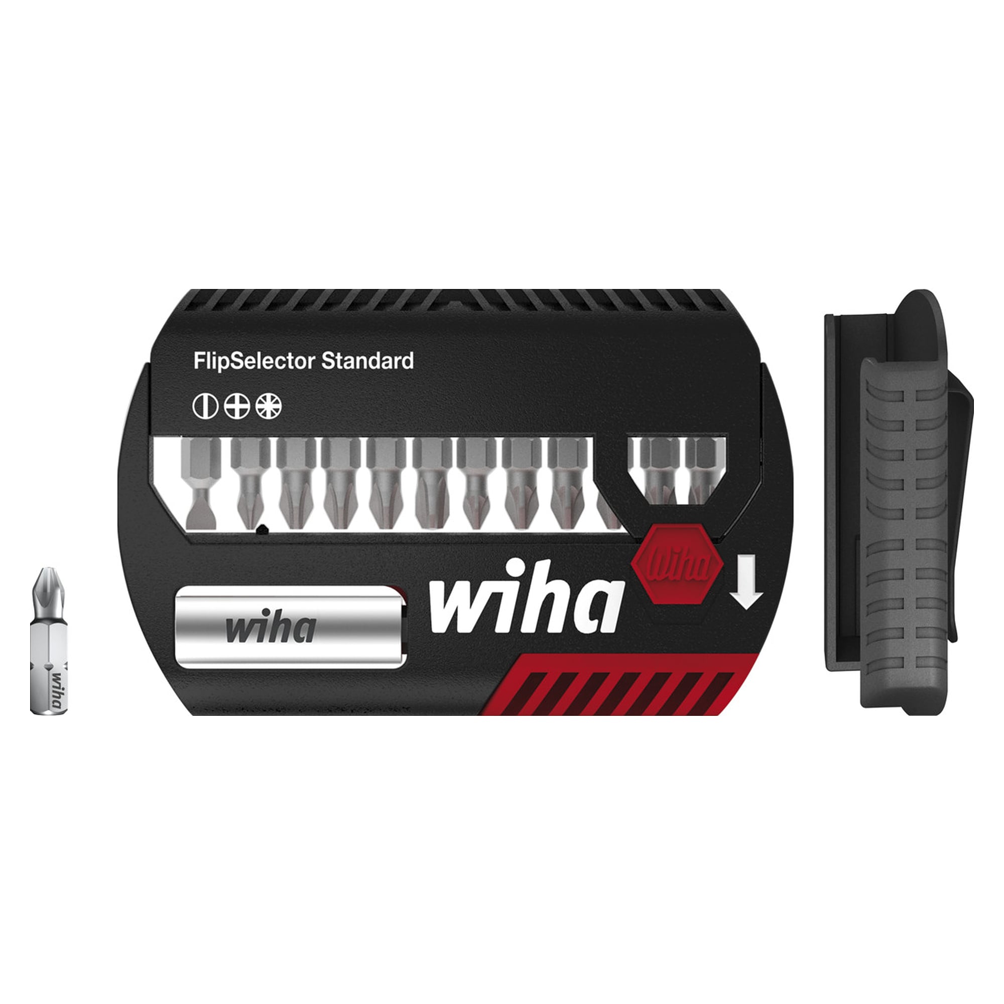 Coffret d'embouts FlipSelector Standard 25 mm Fente/Phillips/Pozidriv 13 pcs avec clip ceinture - Wiha 39049