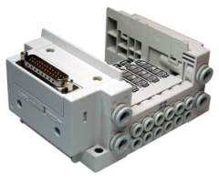 SMC SS5Y3-10F1-02B-C6. SS5Y3-10, Serie 3000, D-Sub-Stecker, Flachbandkabel (IP40), Anschlüsse seitlich