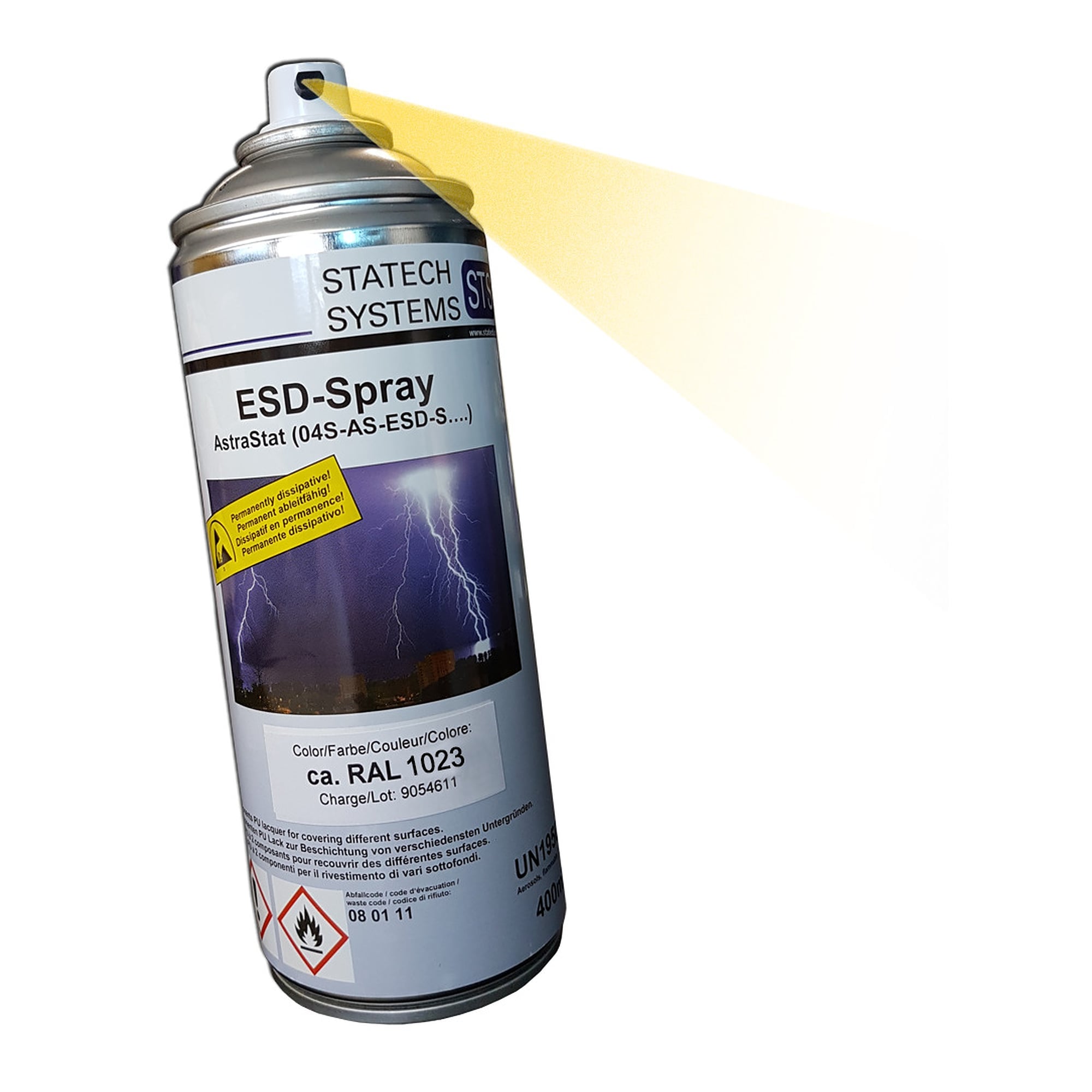 ESD-Sprühlack AstraStat Typ S 2K-PU 400 ml, RAL 1023 verkehrsgelb - Statech Systems