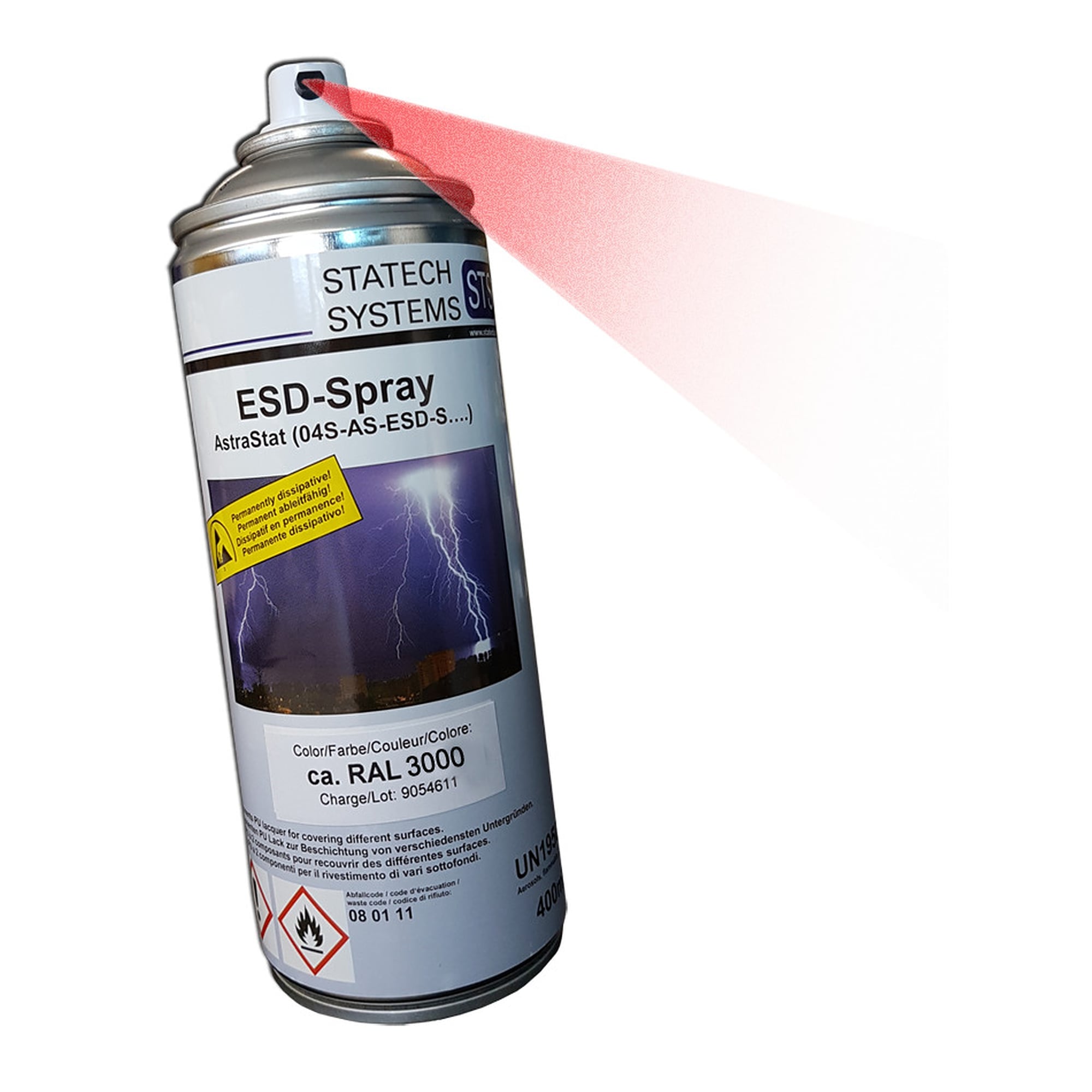 ESD Spray Paint AstraStat Type S 2K PU 400 ml, RAL 3000 red - Statech Systems EP1101004