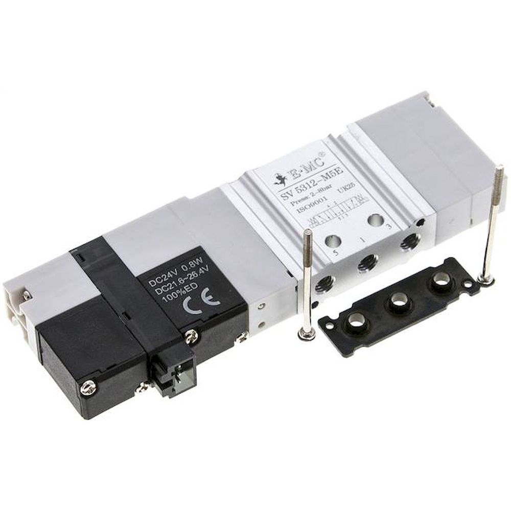 E.MC SV 5312-M5E. Magnetventil für S1V, 5/3-Wege (Mittelstellung entlüftet)