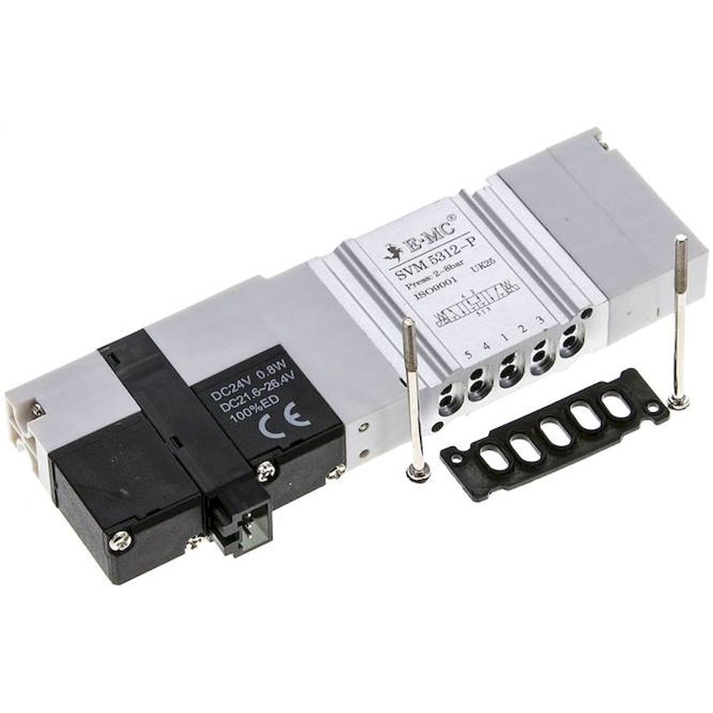 E.MC SVM 5312-P. Magnetventil für S1V, 5/3-Wege (Mittelstellung belüftet)