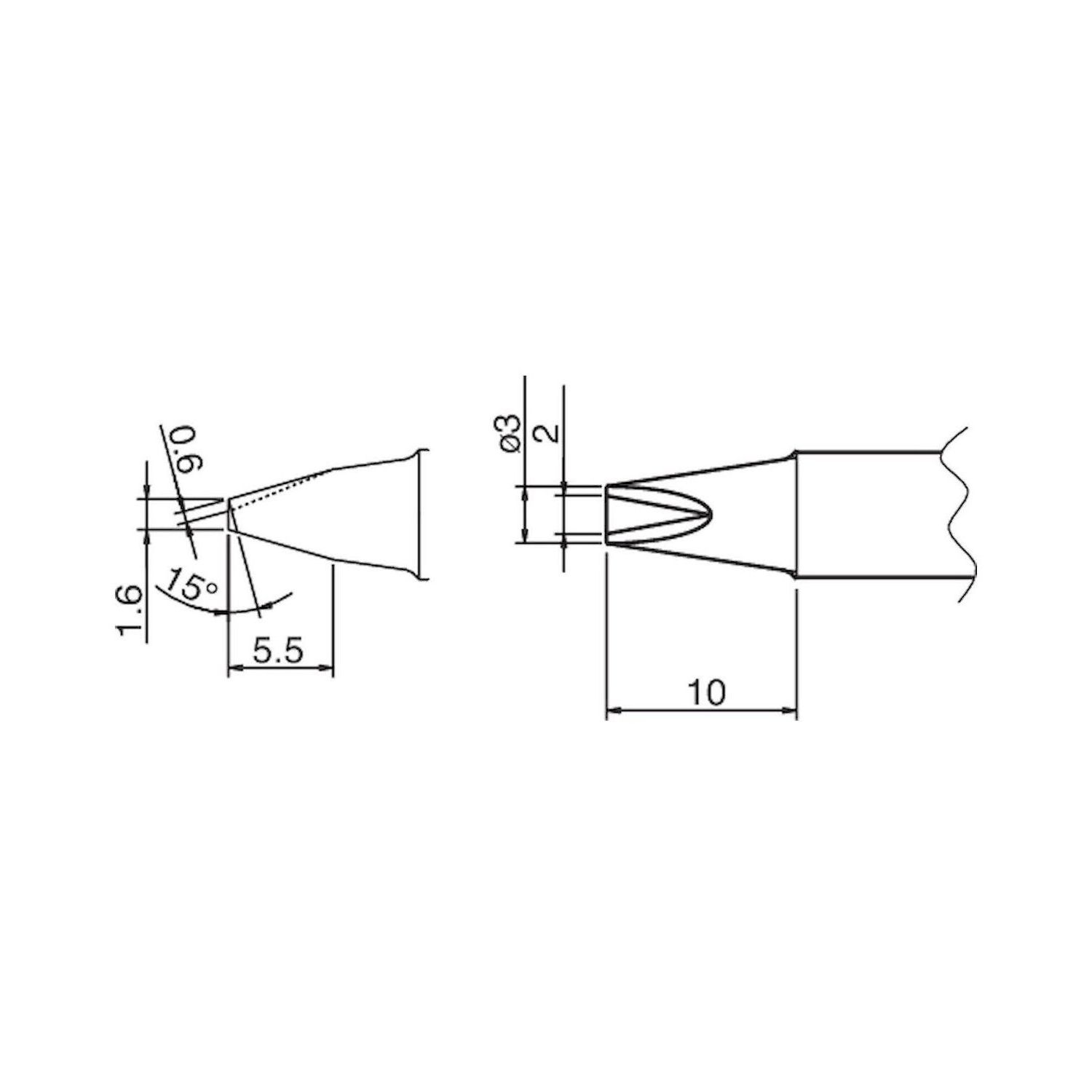 Hakko T20-1610. Composit Lötspitze Format concave für Lötkolben FX 8301-01 und N2-Lötkolben FX 8302-01 (Düse E - B 3124) 