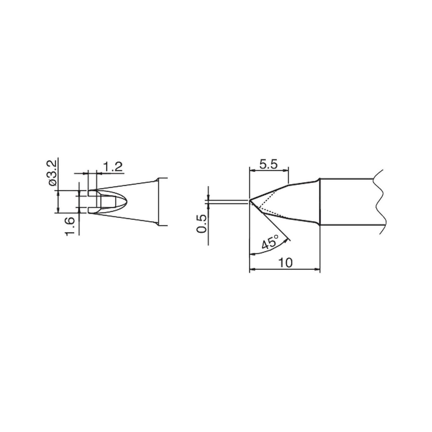 Hakko T20-1611. Composit Lötspitze Format concave für Lötkolben FX 8301-01 und N2-Lötkolben FX 8302-01 (Düse E - B 3124) 