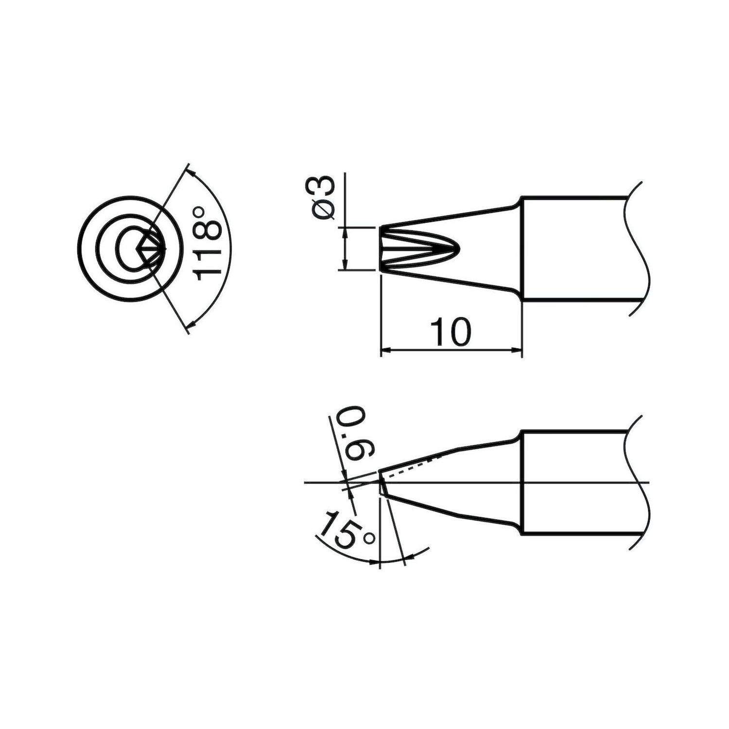 Hakko T33-SS1610. Composit Lötspitze Format SSConcave - Hohlkehle für Lötkolben FX 8002 und N2-Lötkolben FX 8003 