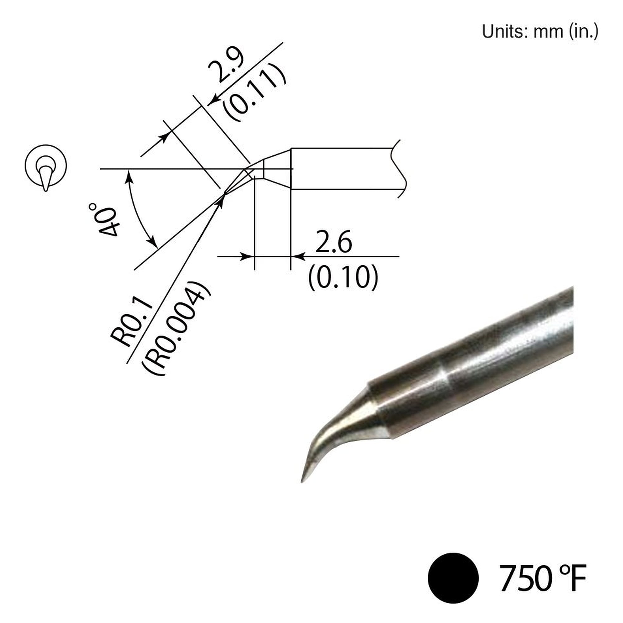 Composite Soldering Tip 400°C Format J - Hakko T35-02J