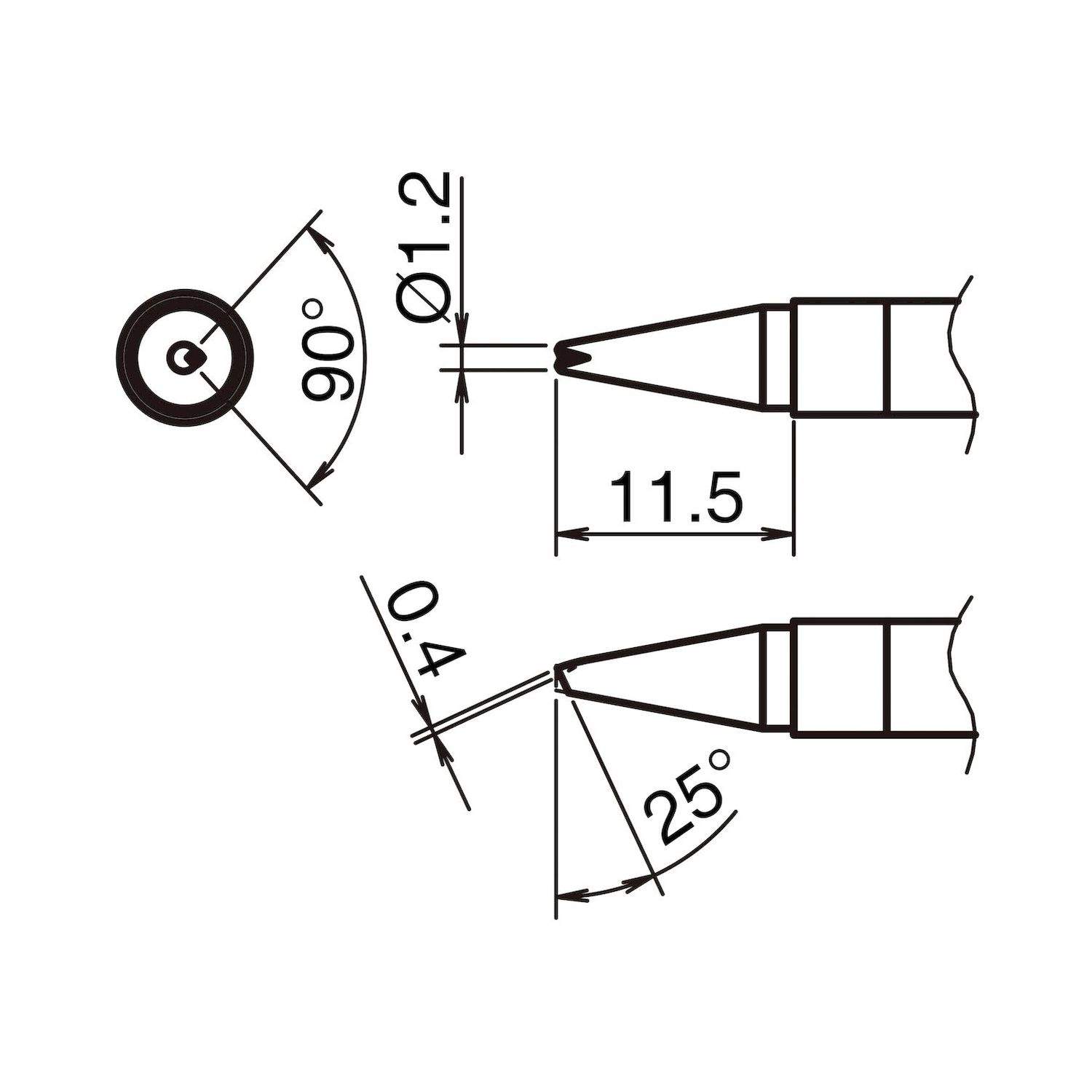 Hakko T39-BCR12. Aktiv-Lötspitze Format 1.2BCR - V-Rille für Lötkolben FX 9701