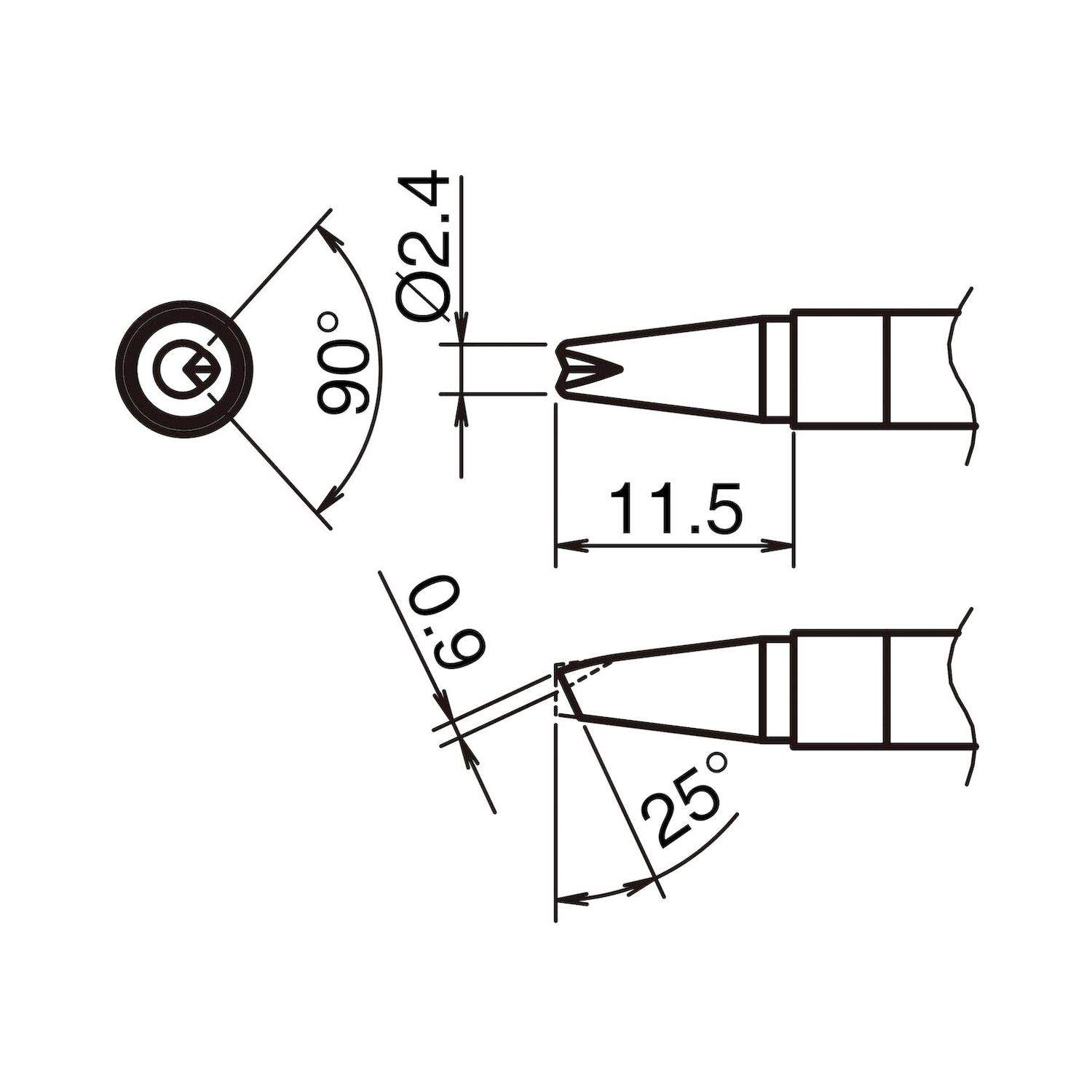 Hakko T39-BCR24. Aktiv-Lötspitze Format 2.4BCR - V-Rille für Lötkolben FX 9701
