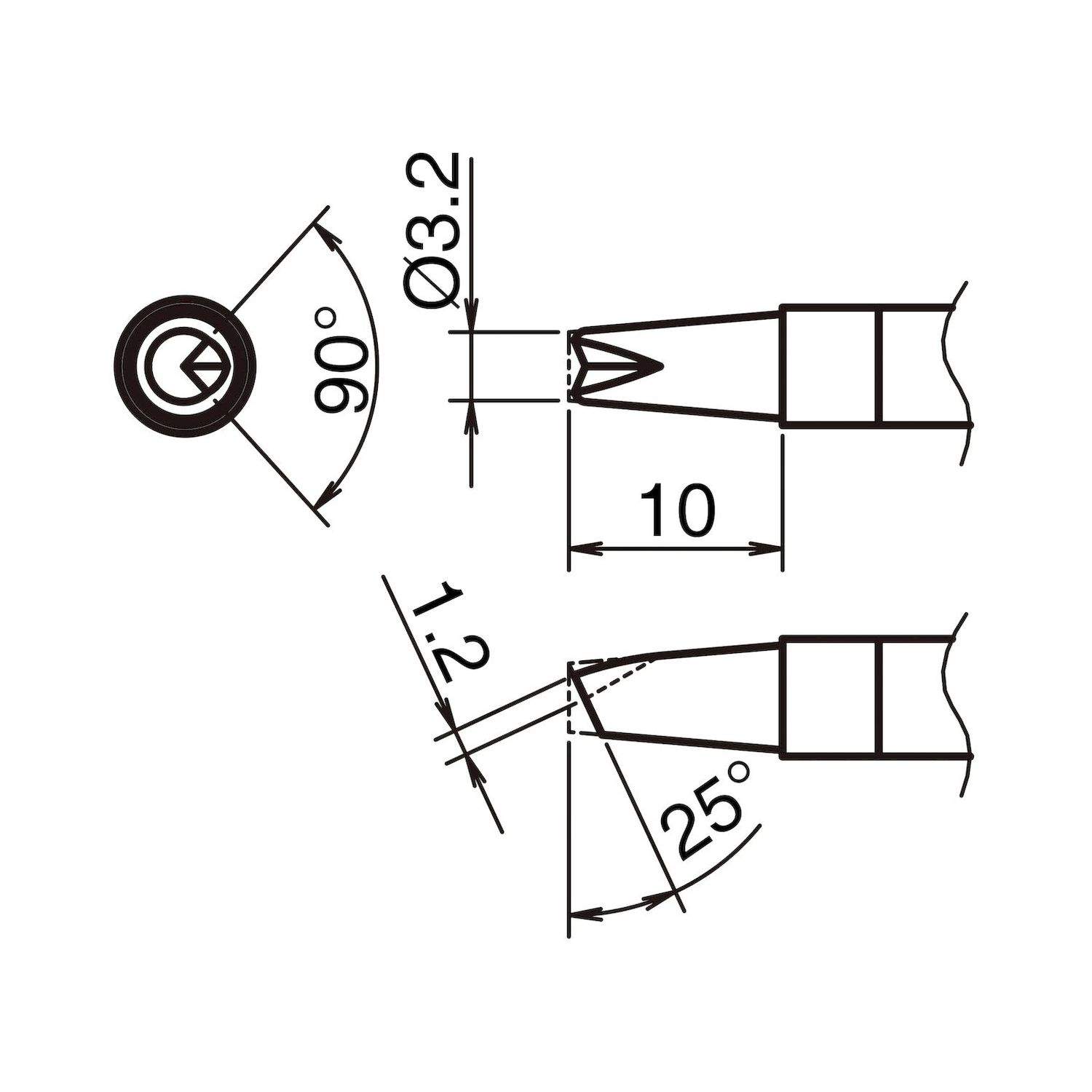 Hakko T39-BCR32. Aktiv-Lötspitze Format 3.2BCR - V-Rille für Lötkolben FX 9701